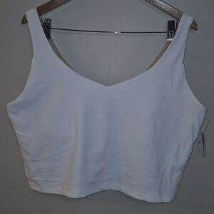 Old Navy Built In Bra White Ribbed Cropped Tank Top